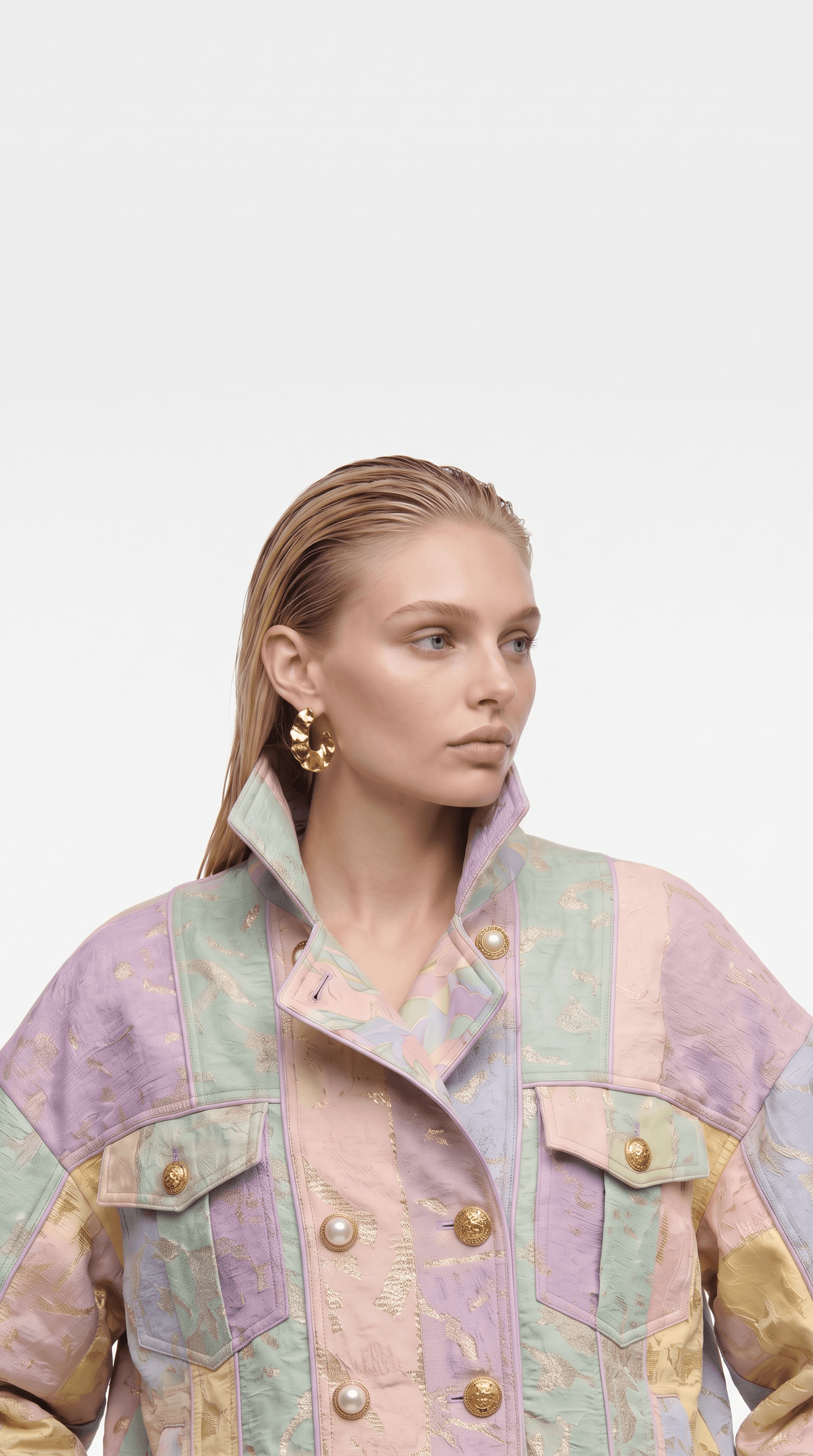 Editorial tailoring photos of AI fashion models in a studio, generated with ClothesLook